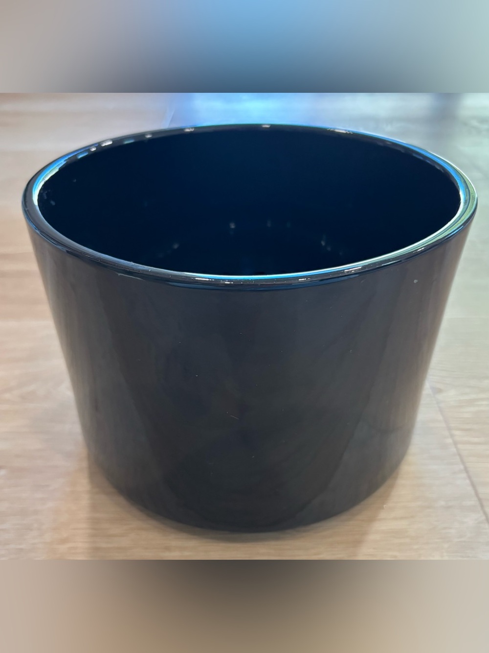 Black Ceramic Cylinder Planter with Glossy Finish